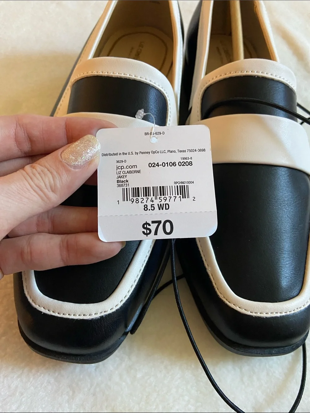 Liz Claiborne Black and White Leather Slip-On Loafers